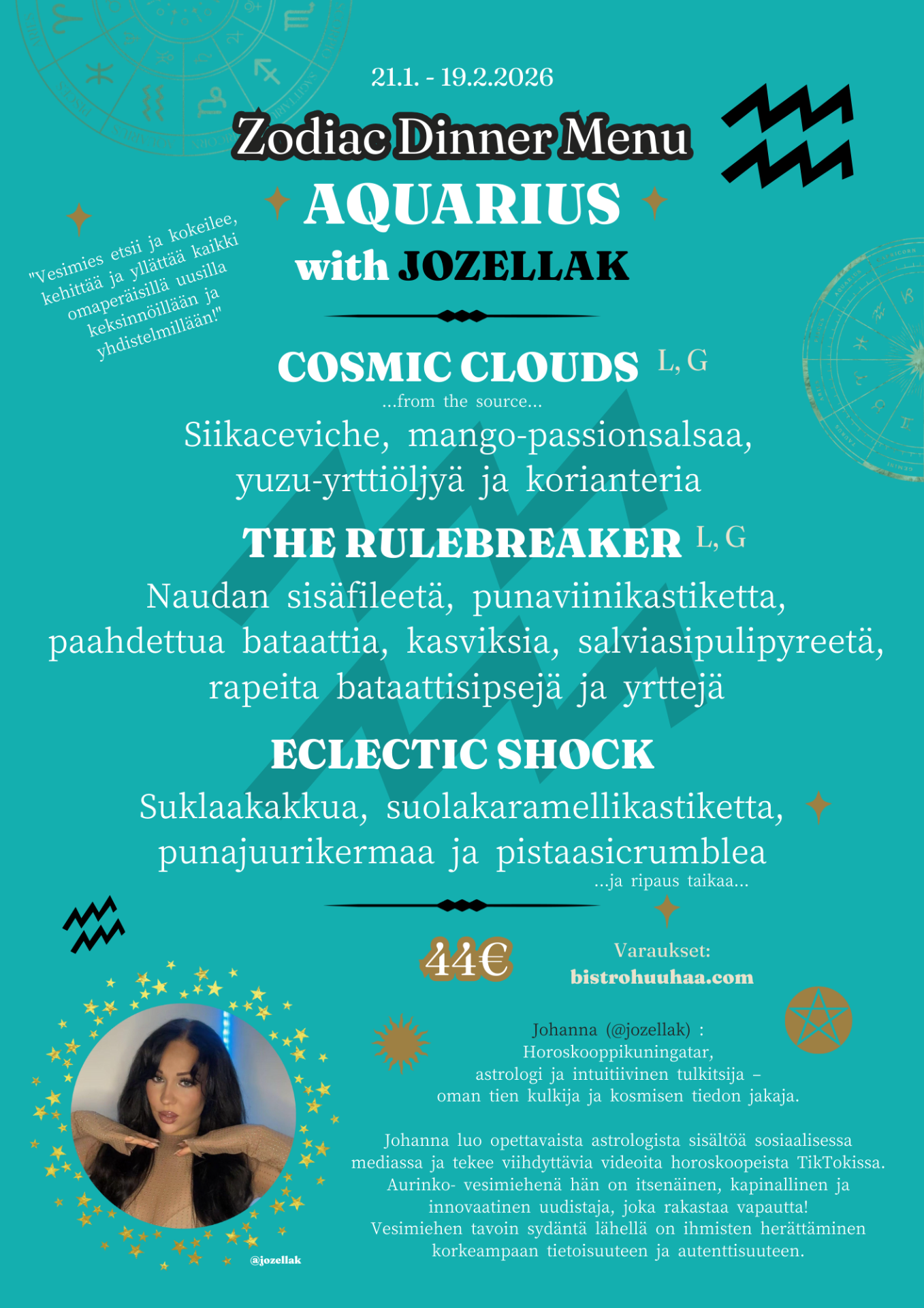 Seasonal Zodiac Menu - Aquarius!